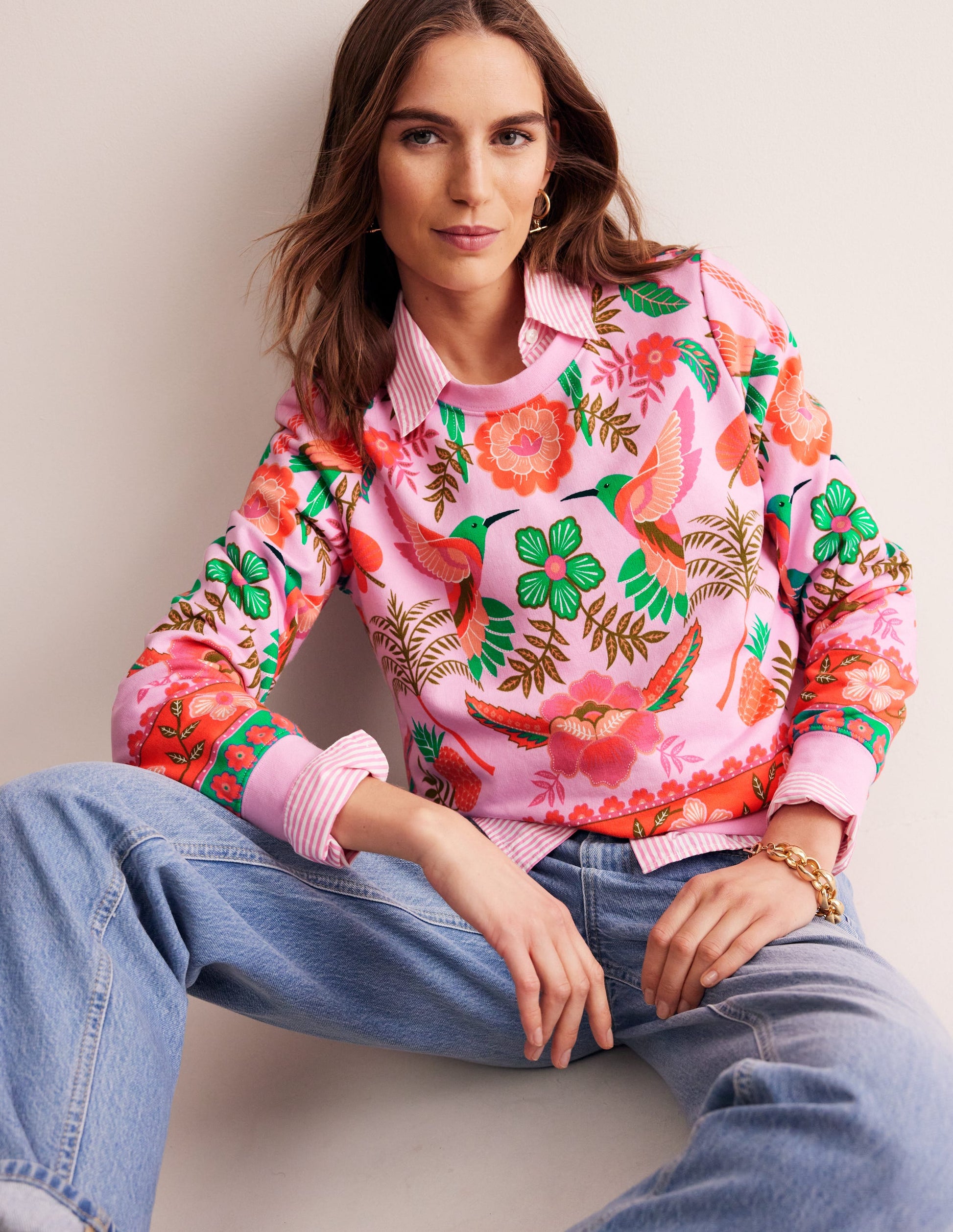 Hannah Printed Sweatshirt-Sweet Lilac, Tropic Parrot-1