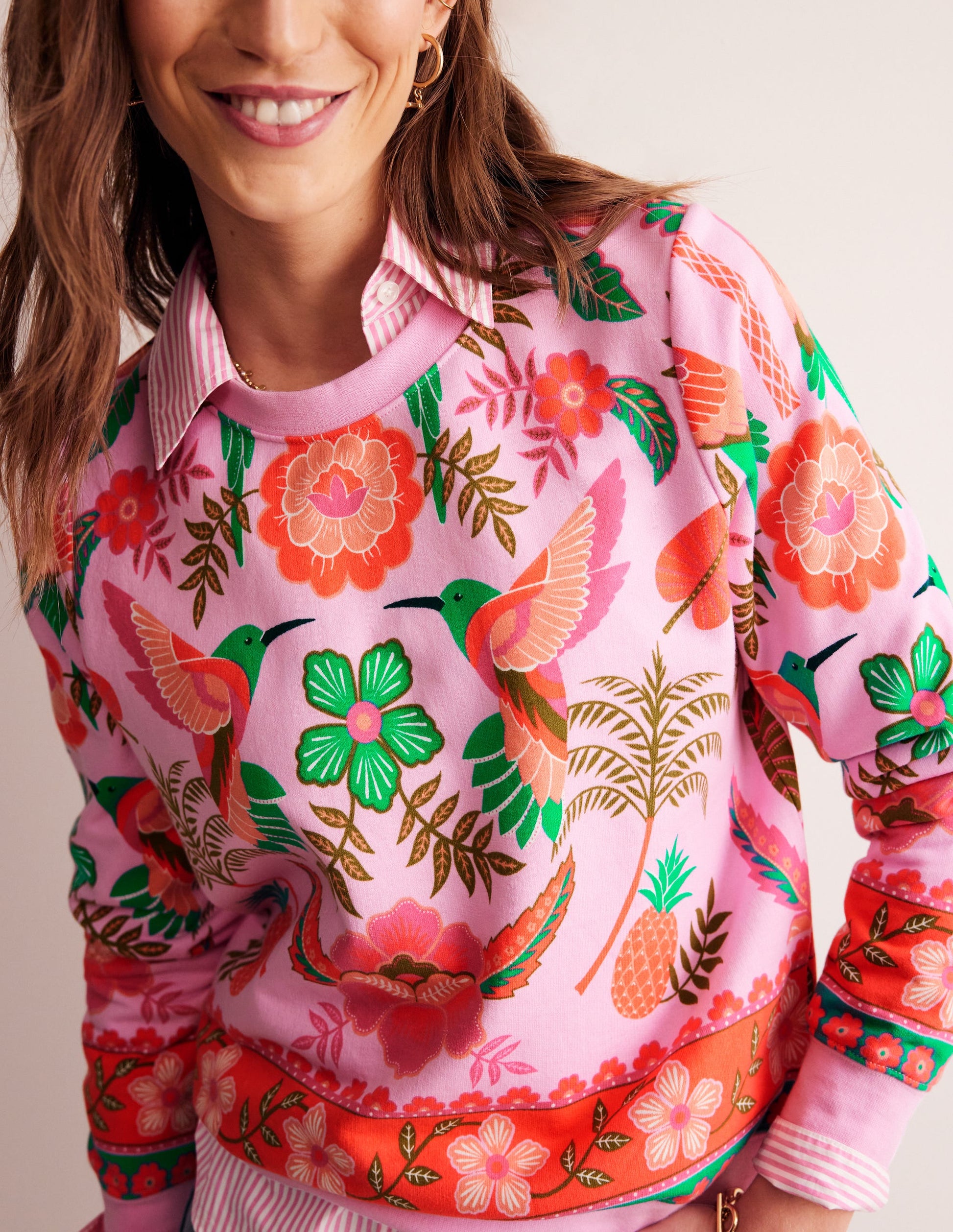 Hannah Printed Sweatshirt-Sweet Lilac, Tropic Parrot-2