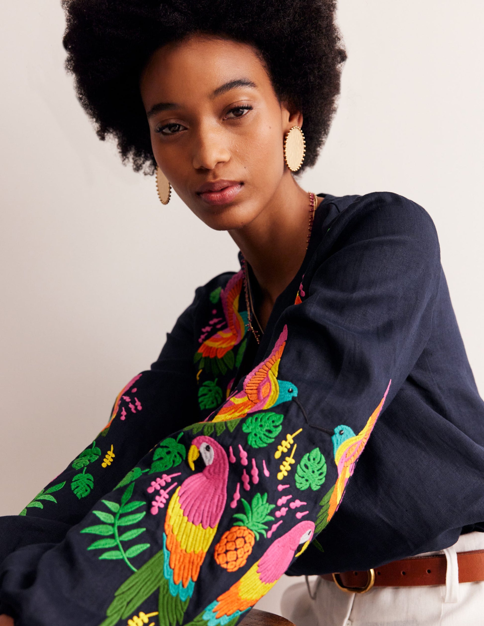 Bonnie Linen Top-Multi, Tropical Paradise-1