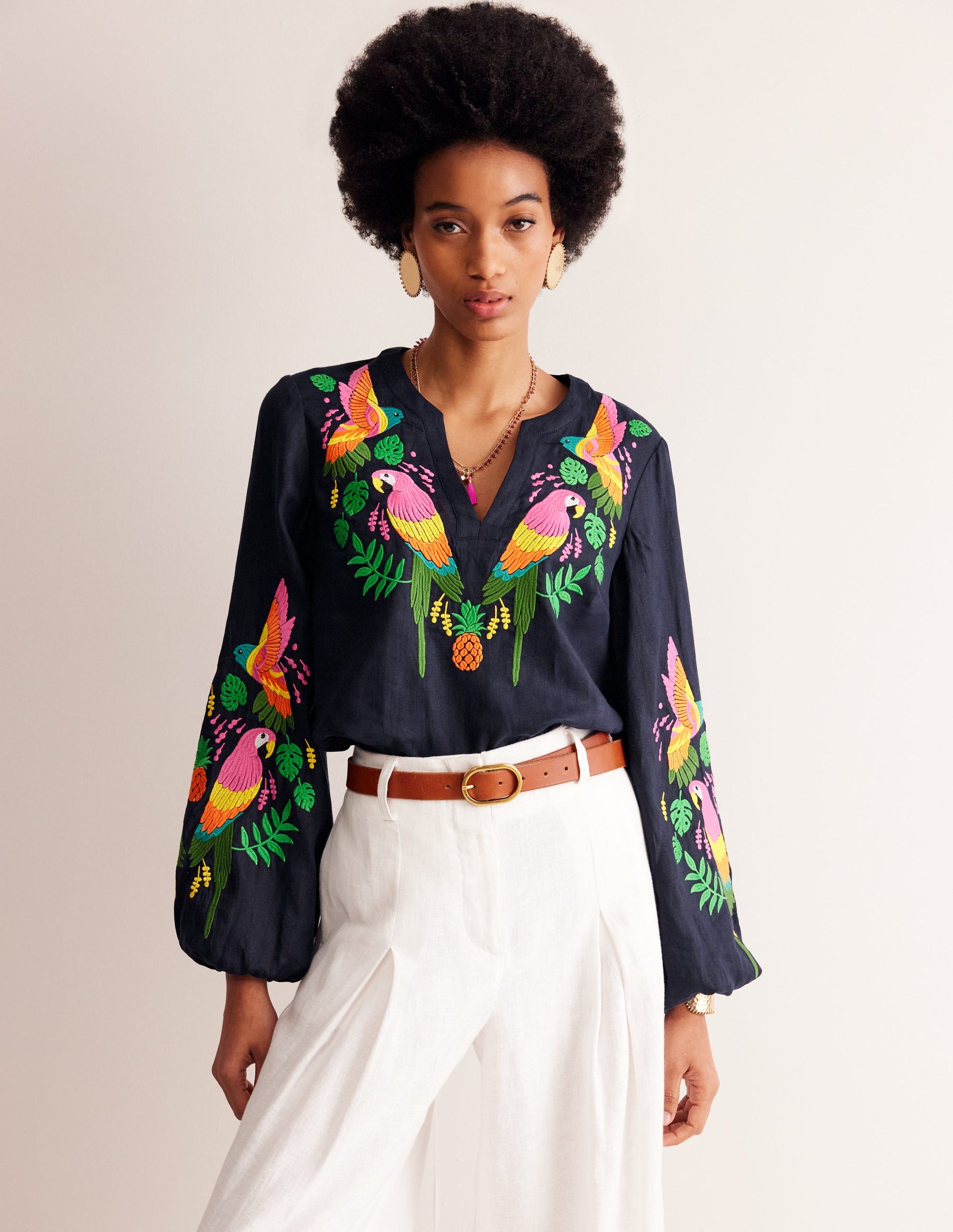 Bonnie Linen Top-Multi, Tropical Paradise-2