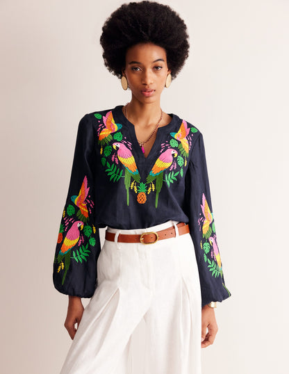 Bonnie Linen Top-Multi, Tropical Paradise-2