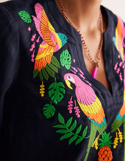 Bonnie Linen Top-Multi, Tropical Paradise-3