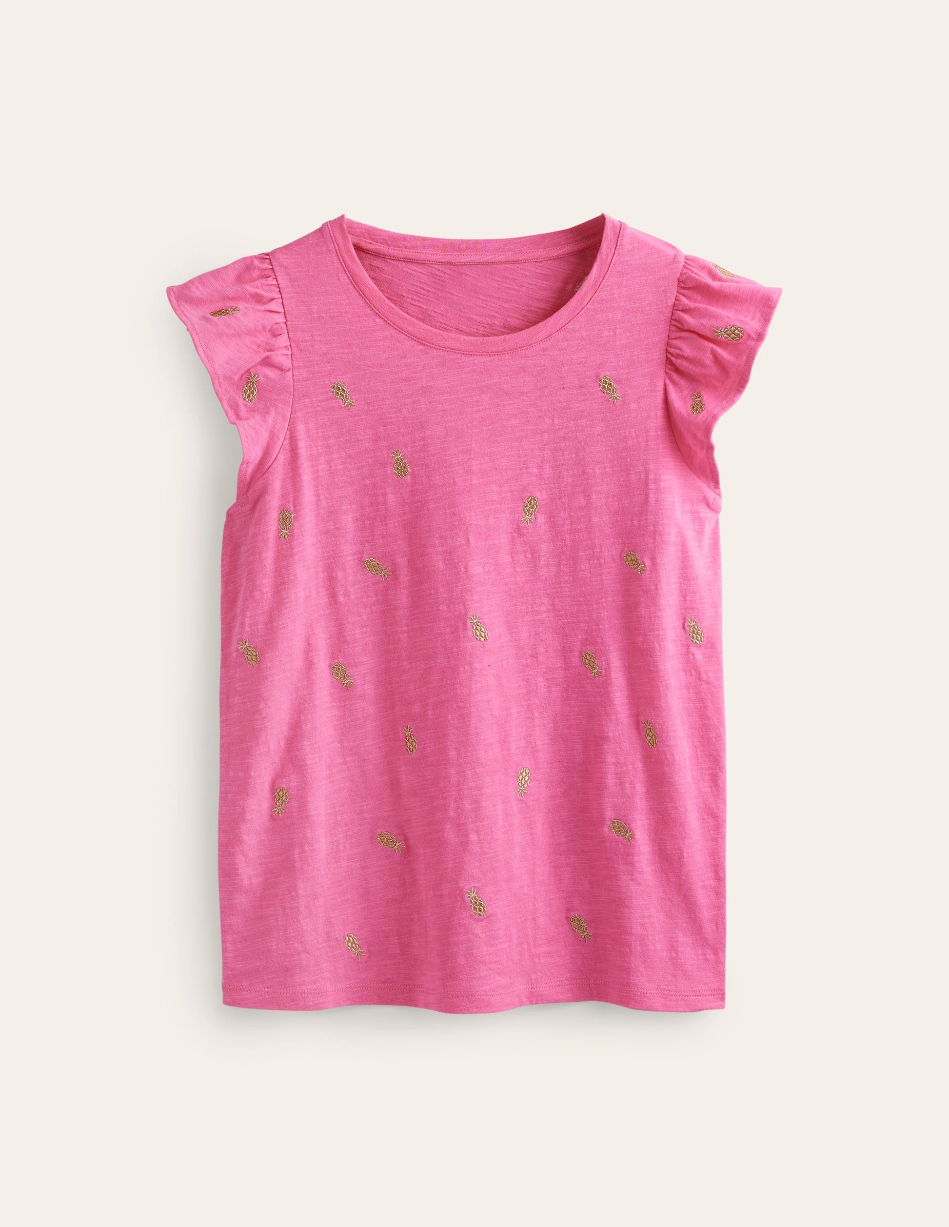 Dora Flutter Sleeve Top-Sangria Sunset, Pineapples-5