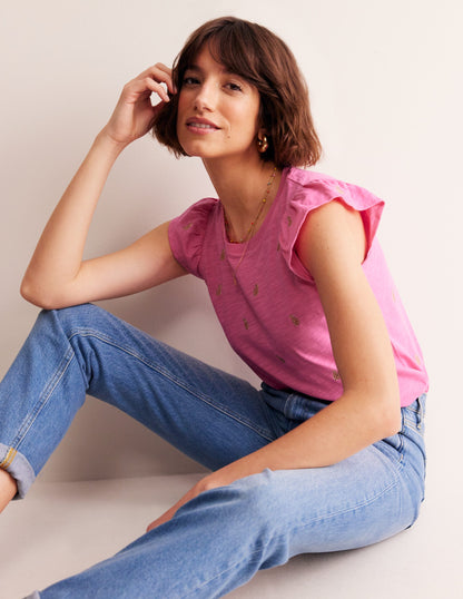 Dora Flutter Sleeve Top-Sangria Sunset, Pineapples-4