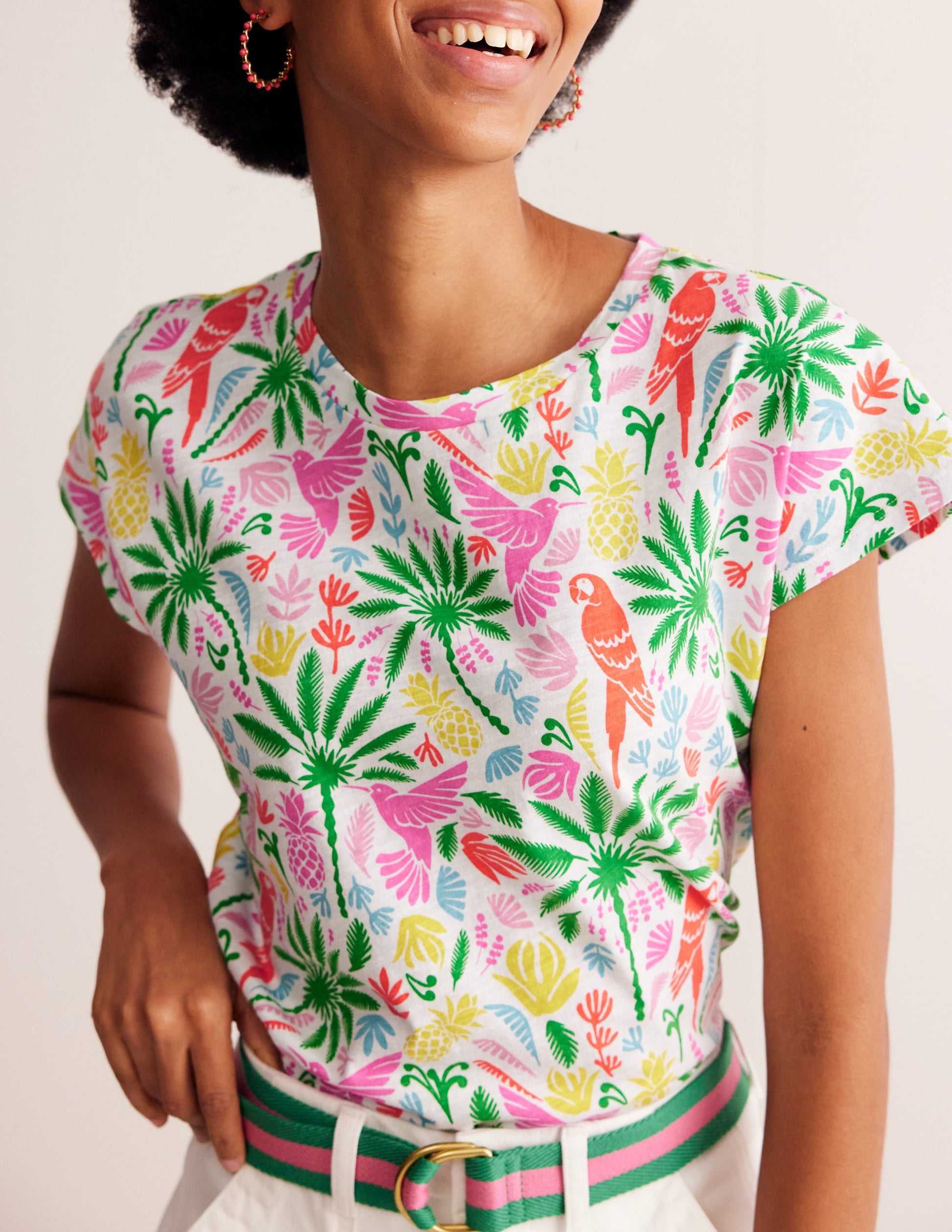 Louisa Printed Slub T-Shirt-Multi, Tropical Paradise-2