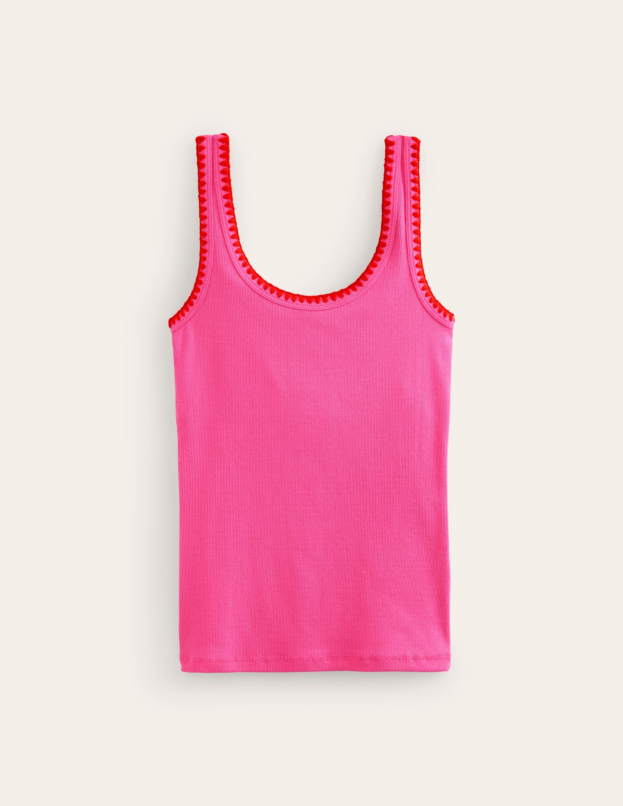 Crochet Trim Scoop Neck Vest-Pink - Image 6