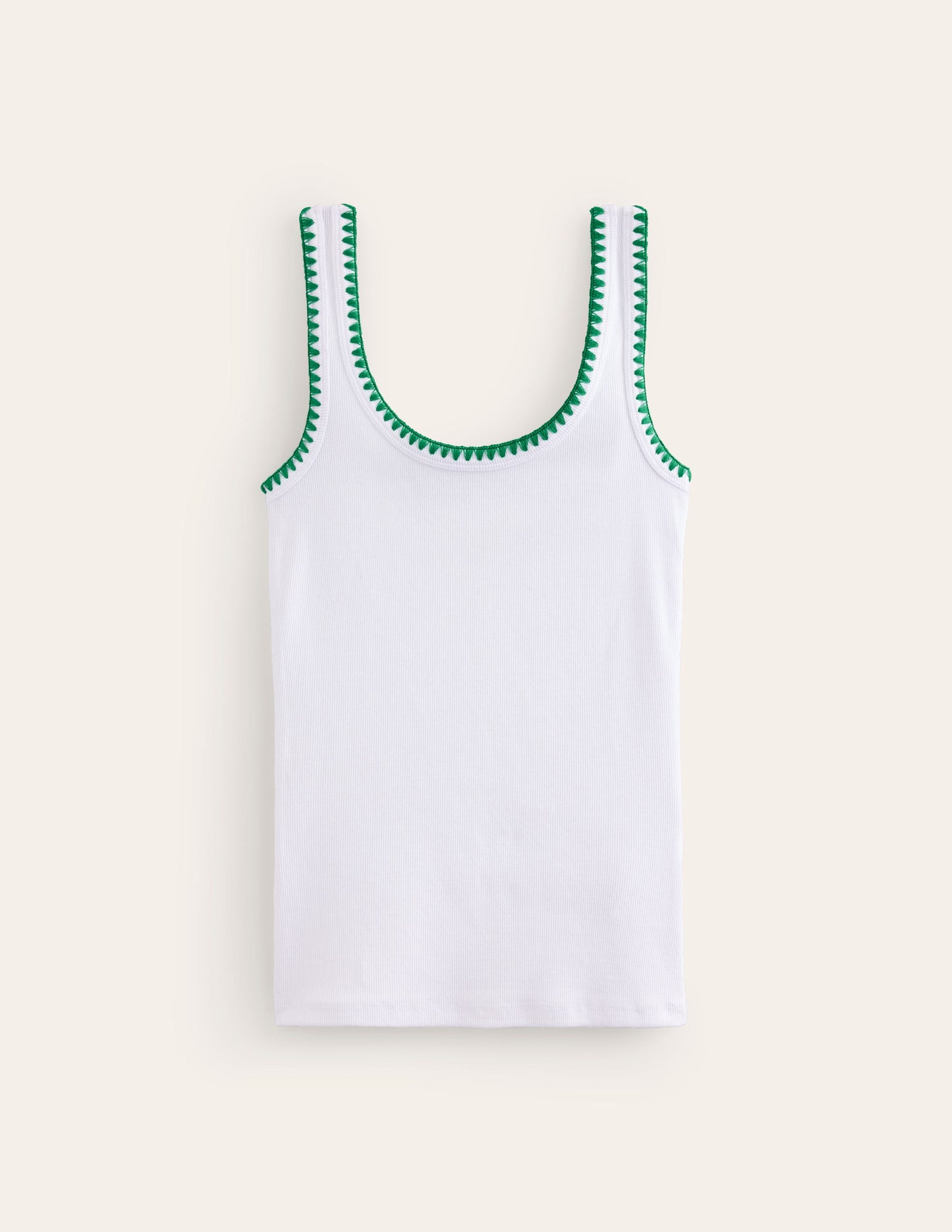 Crochet Trim Scoop Neck Vest-White