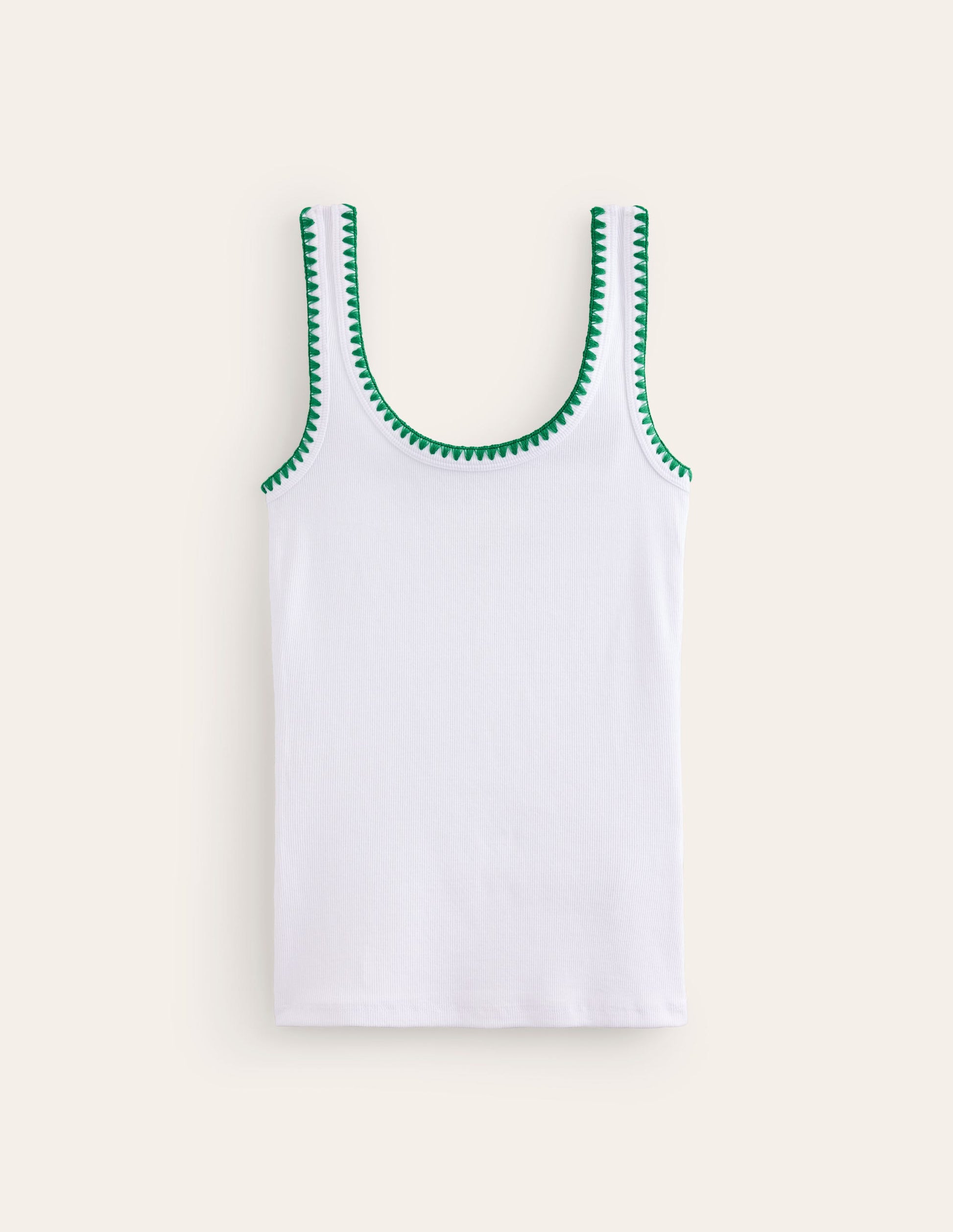 Crochet Trim Scoop Neck Vest-White-6