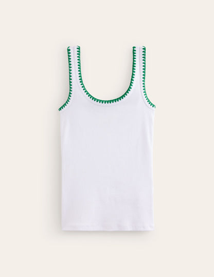 Crochet Trim Scoop Neck Vest-White-6