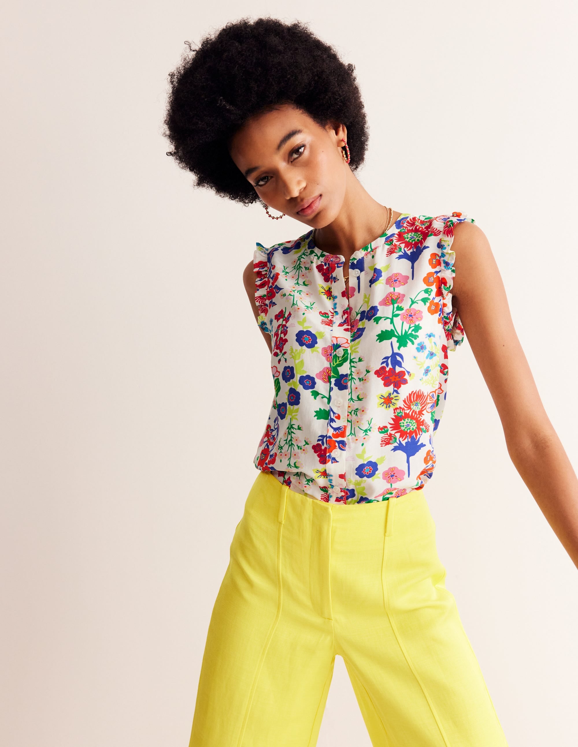 Alicia Button Down Top-Multi, Wildflower Cluster - Image 1