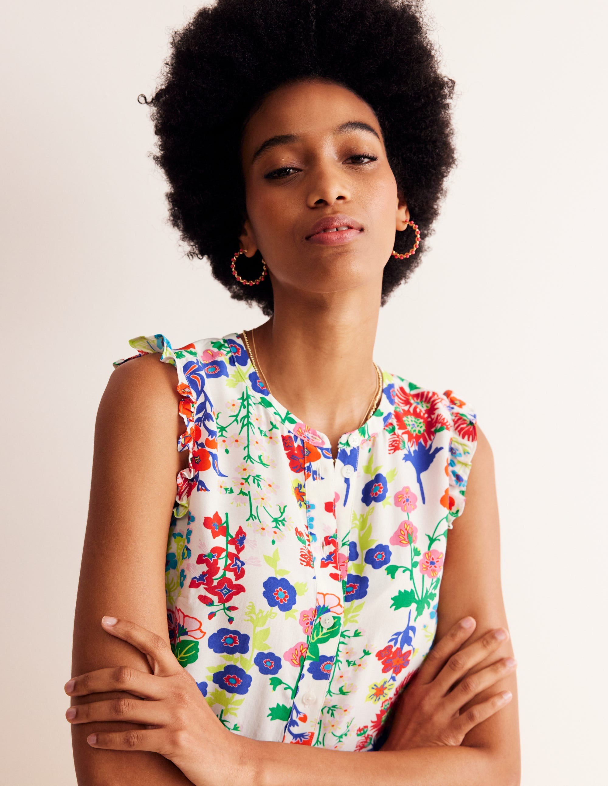 Alicia Button Down Top-Multi, Wildflower Cluster - Image 2