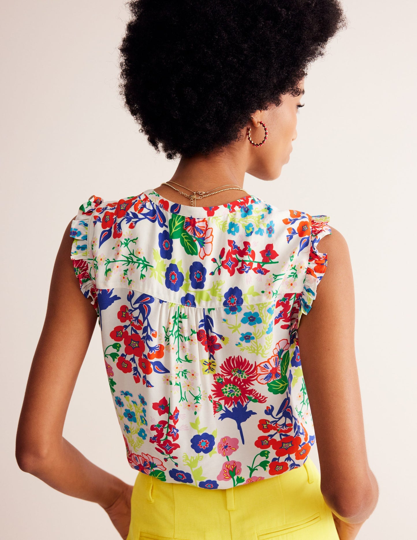 Alicia Button Down Top-Multi, Wildflower Cluster