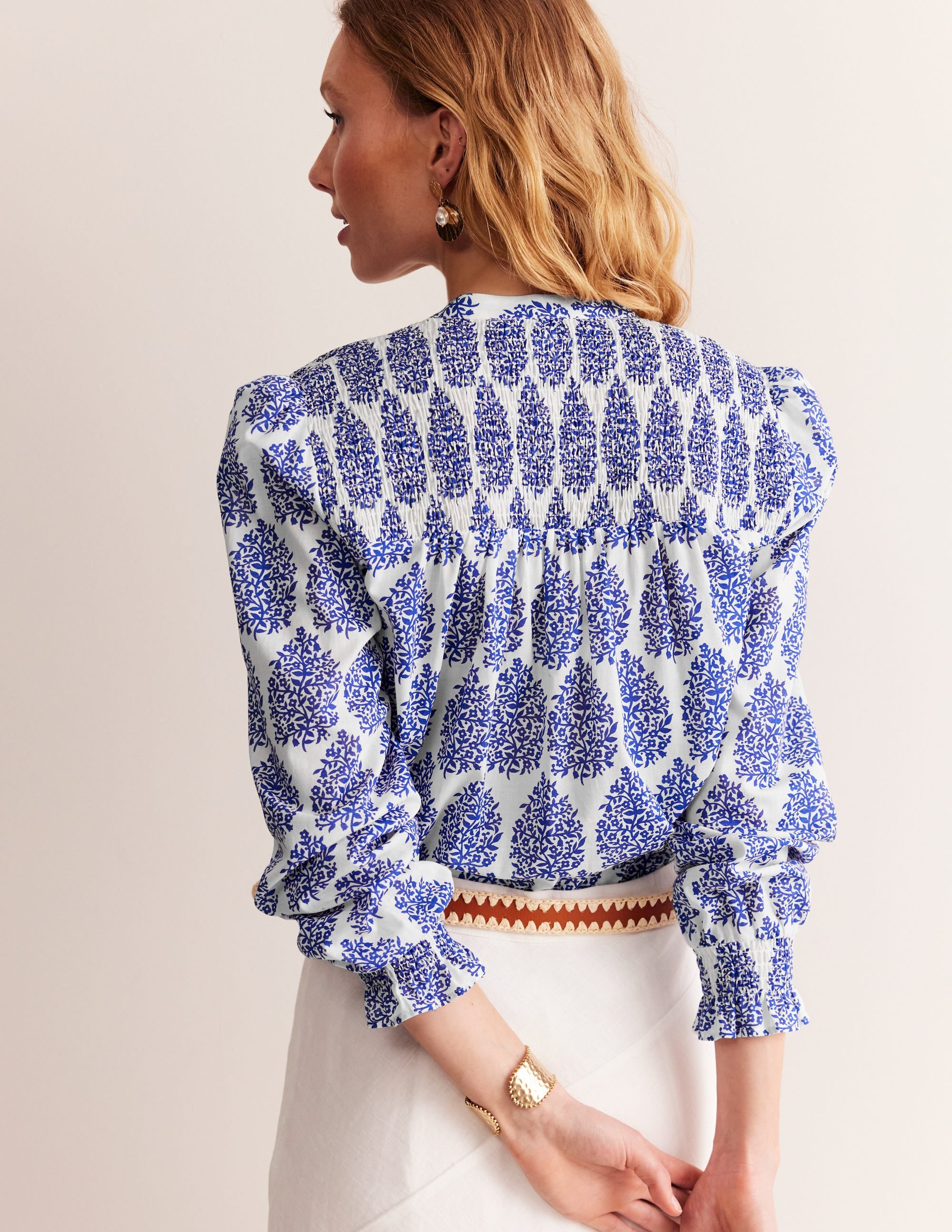 Helena Cotton Blouse-Ivory, Floret Paisley - Image 3
