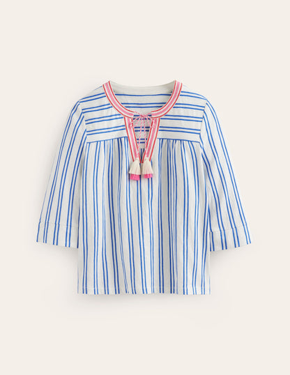 Blouson Sleeve Top-Mariner Blue Stripe-5
