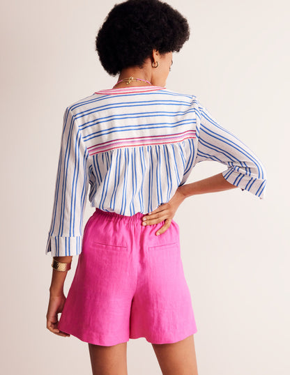 Blouson Sleeve Top-Mariner Blue Stripe-3