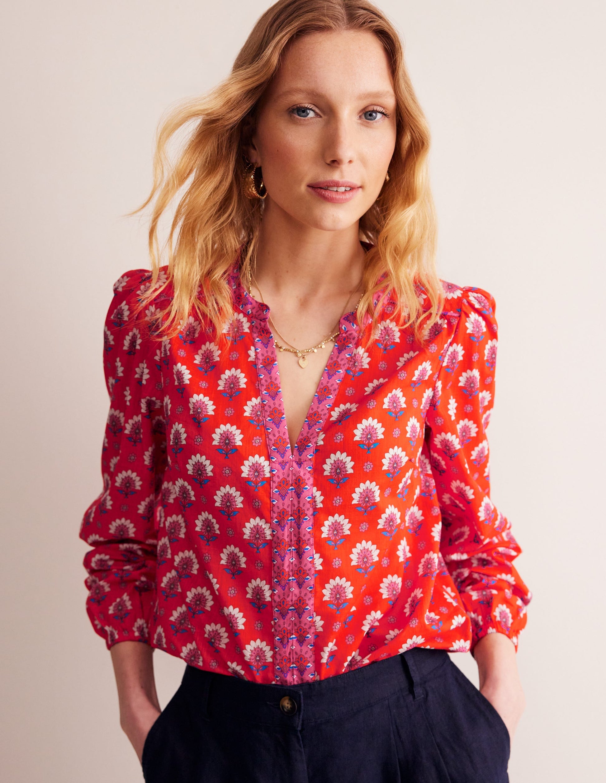 Cotton Printed Top-Gladioli, Passion Geo-1