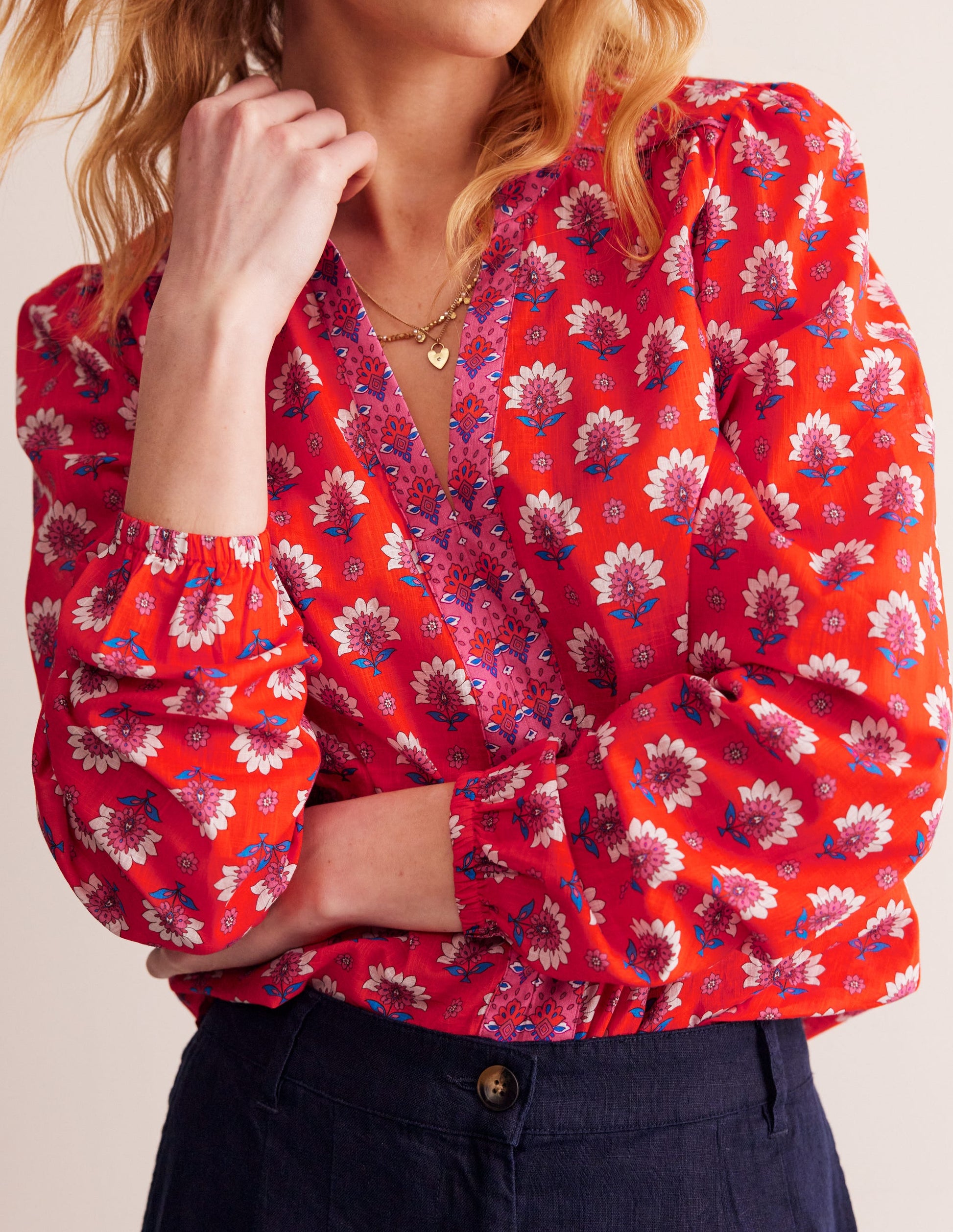 Cotton Printed Top-Gladioli, Passion Geo-3