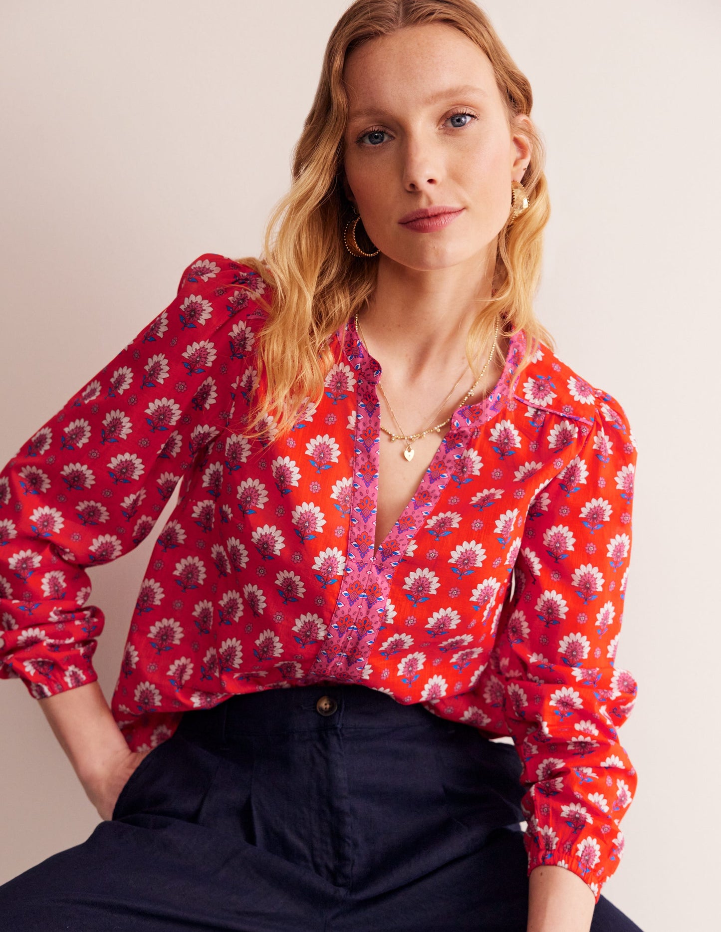 Cotton Printed Top-Gladioli, Passion Geo