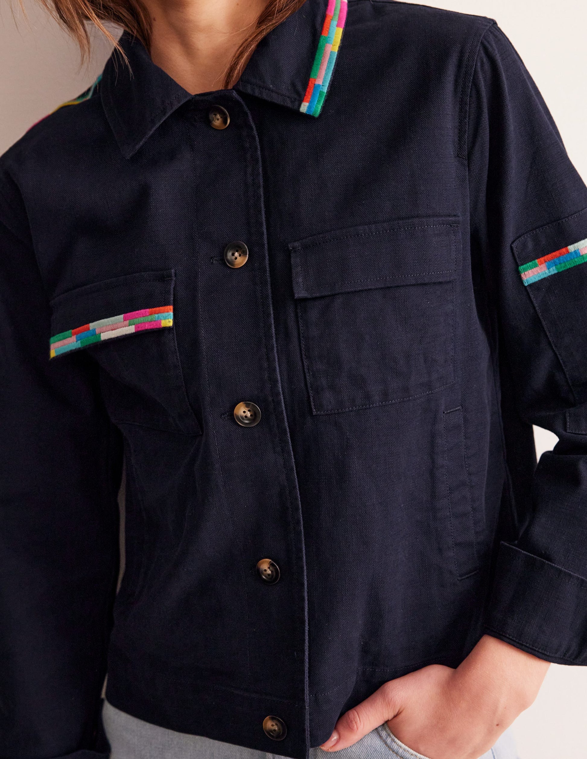 Islington Embroidered Jacket-Navy, Parrot-3