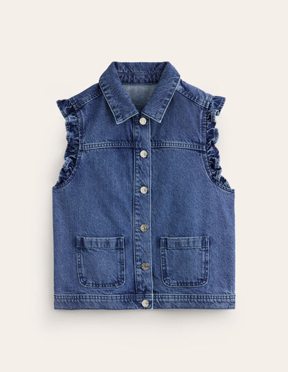 Denim Waistcoat-Mid Vintage Denim-6