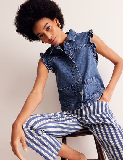 Denim Waistcoat-Mid Vintage Denim-2