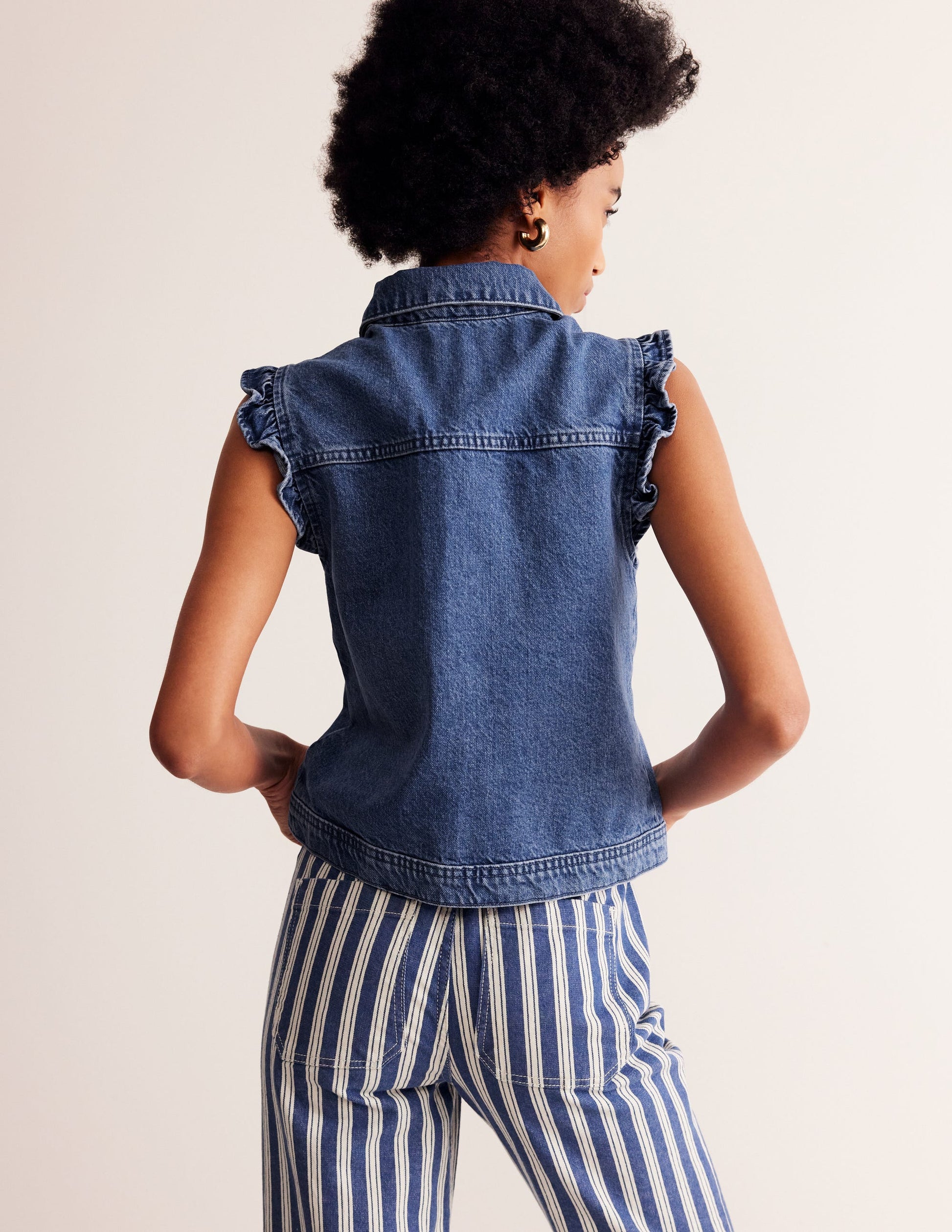 Denim Waistcoat-Mid Vintage Denim-4