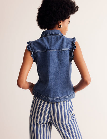 Denim Waistcoat-Mid Vintage Denim-4