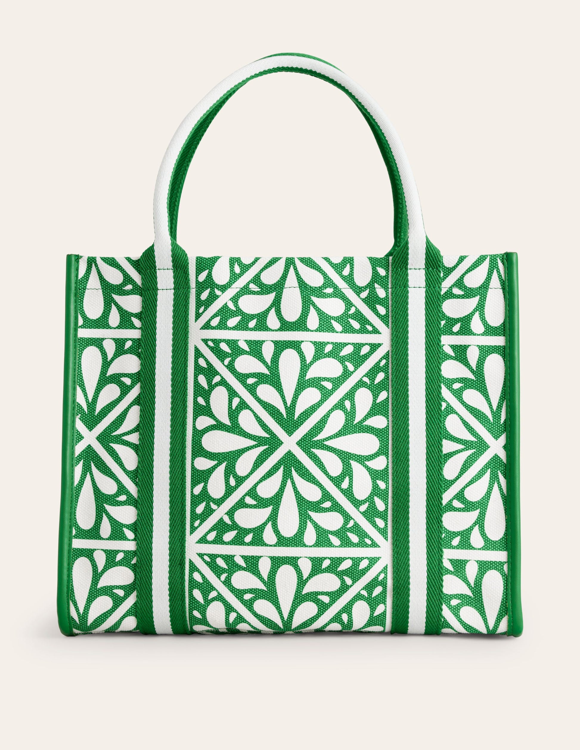 Tilda Canvas Tote Bag-Green, Floral Mosaic-2