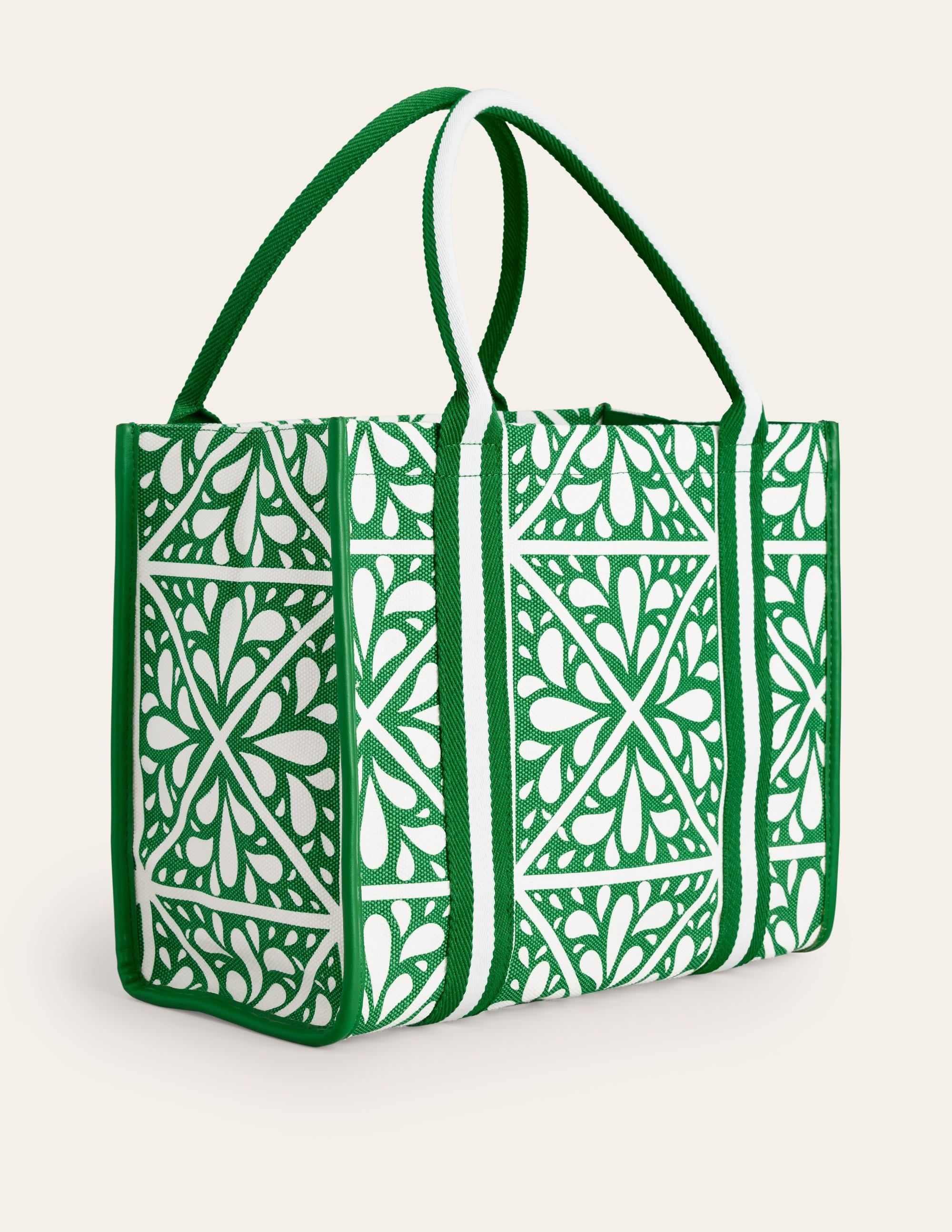 Tilda Canvas Tote Bag-Green, Floral Mosaic - Image 3