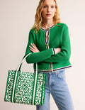 Tilda Canvas Tote Bag-Green, Floral Mosaic