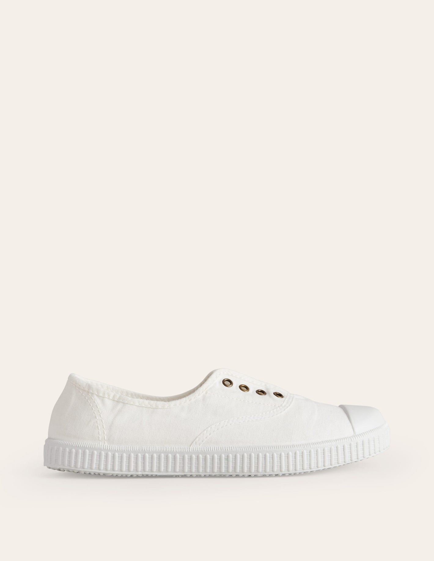 Laceless Canvas Plimsolls-Ivory