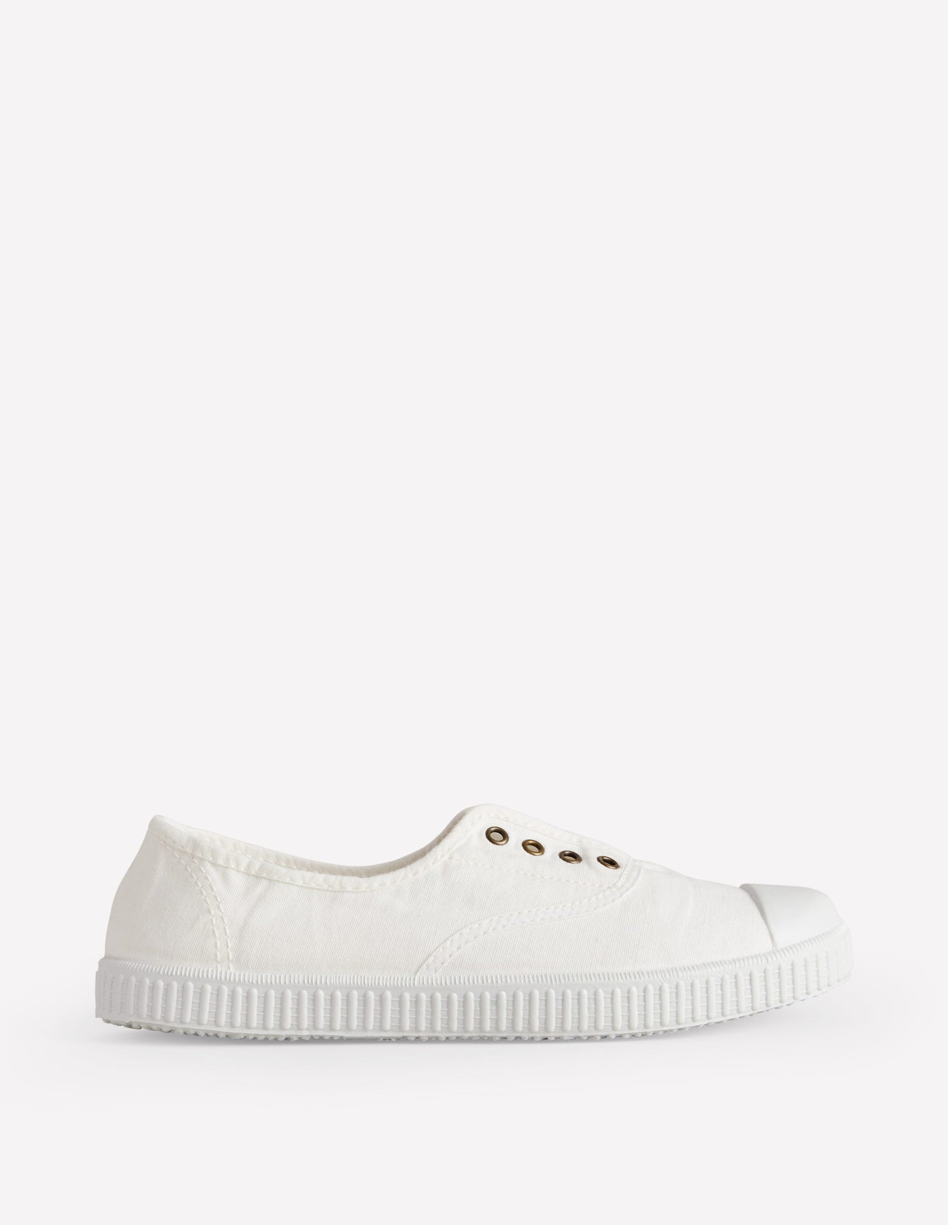 Laceless Canvas Plimsoll-Ivory-1
