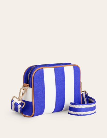 Canvas Cross-Body Bag-Blue Stripe-3