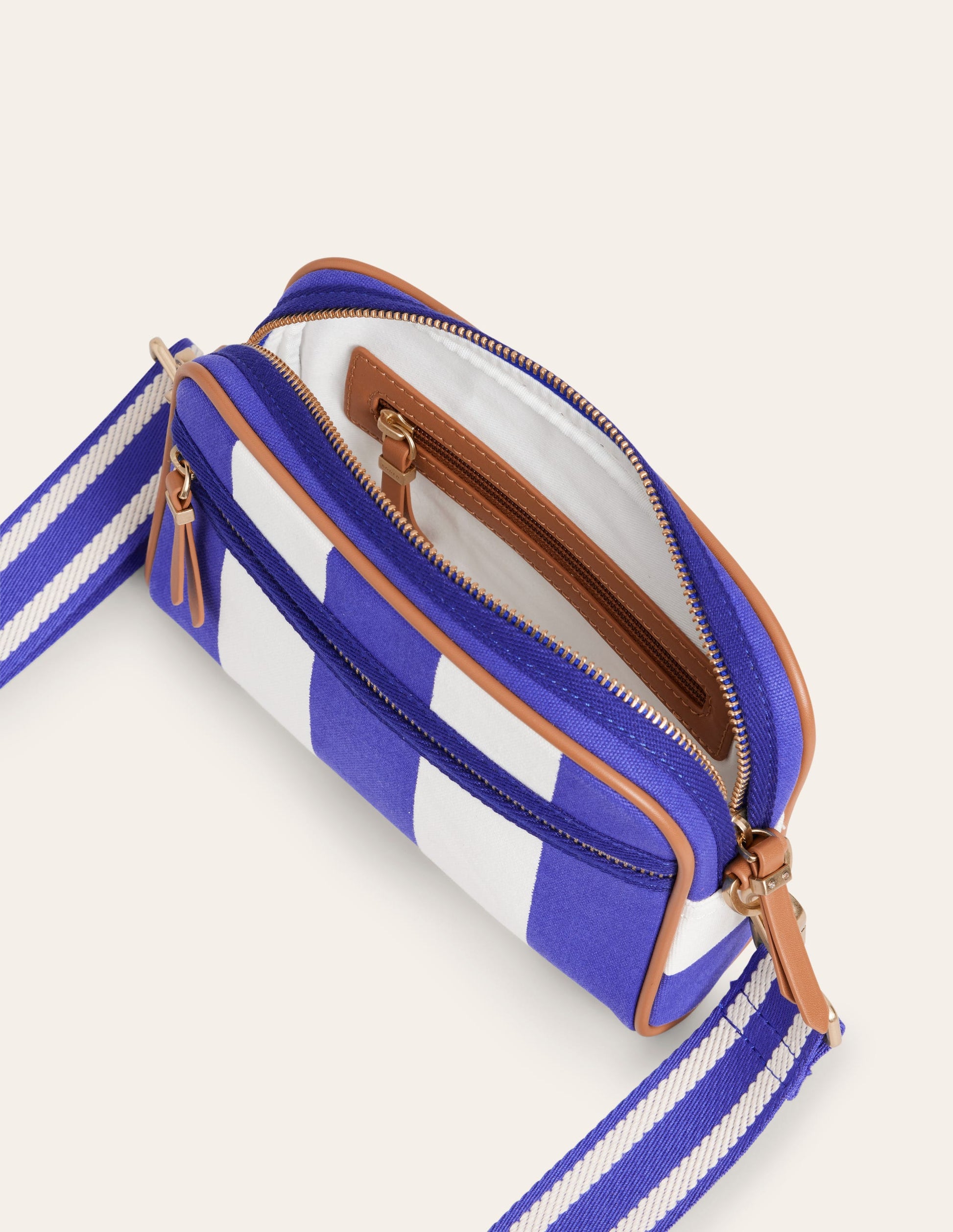 Canvas Cross-Body Bag-Blue Stripe-4