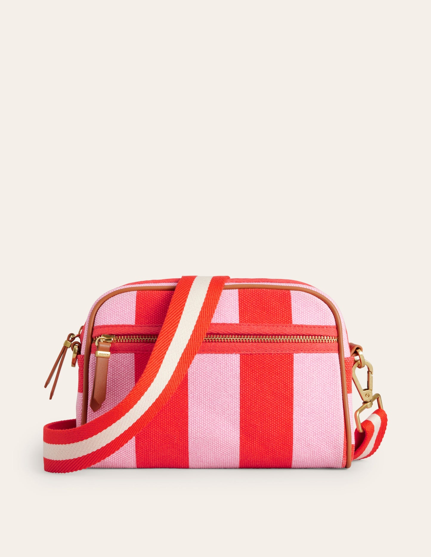 Canvas Cross-Body Bag-Pink Stripe