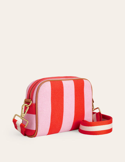 Canvas Cross-Body Bag-Pink Stripe-3