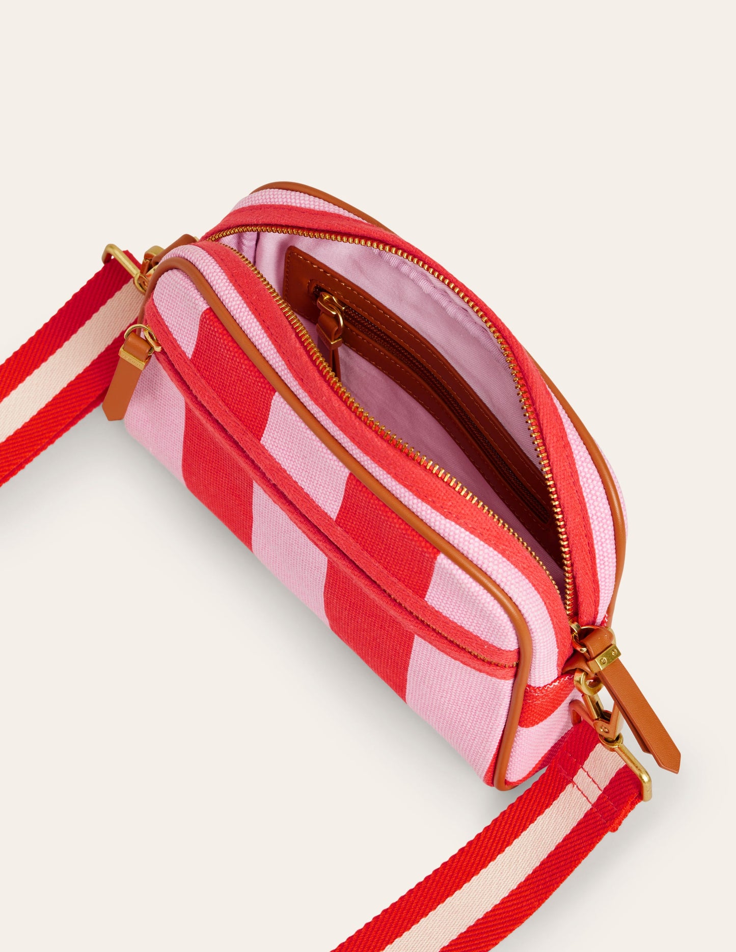 Canvas Cross-Body Bag-Pink Stripe