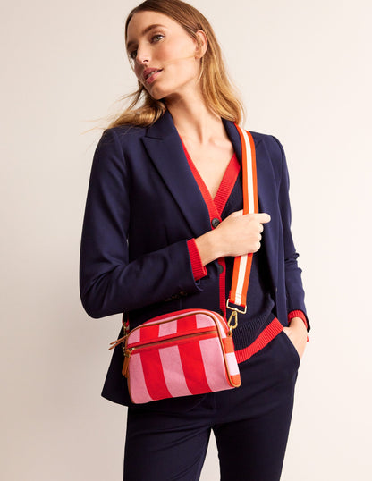 Canvas Cross-Body Bag-Pink Stripe-1