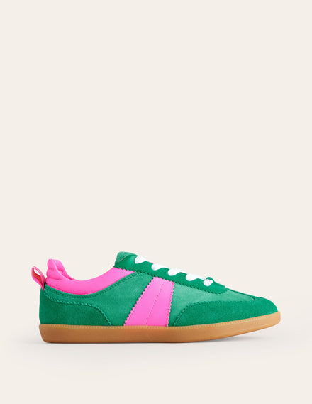 Erin Retro Tennis Trainers-Green Colourblock