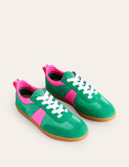 Erin Retro Tennis Trainers-Green Colourblock