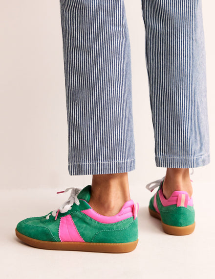 Erin Retro Tennis Trainers-Green Colourblock