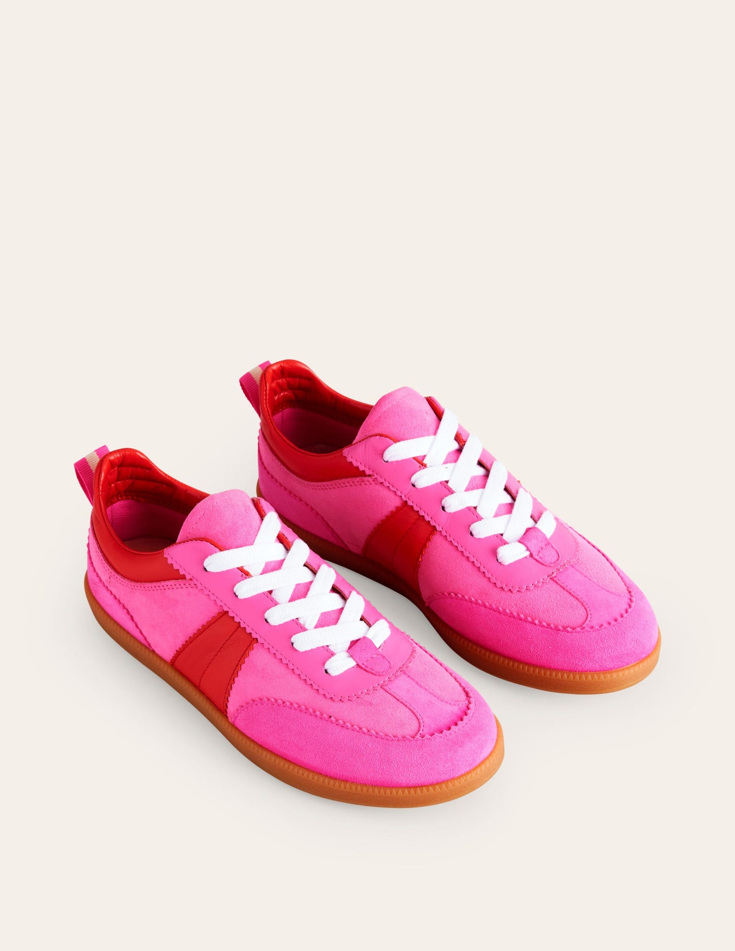 Erin Retro Tennis Trainers-Pink Colourblock