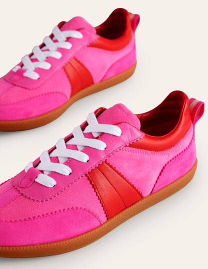 Erin Retro Tennis Trainers-Pink Colourblock