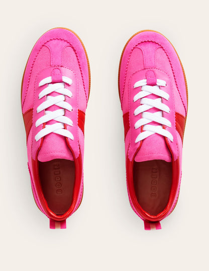 Erin Retro Tennis Trainers-Pink Colourblock