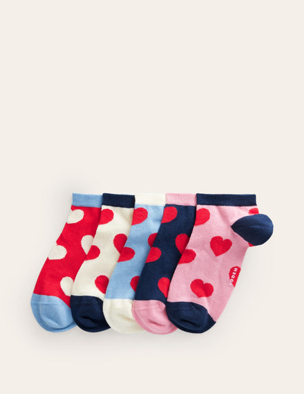 5 Pack Trainer Socks-Hearts