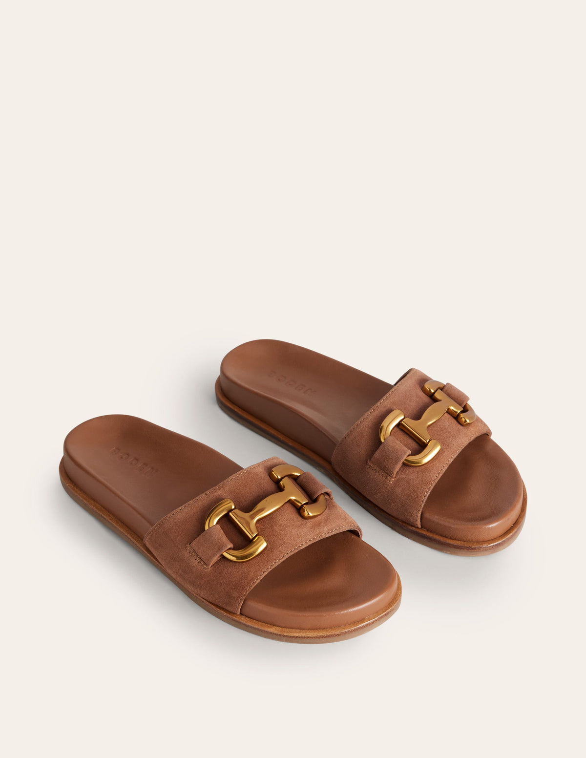 Iris Snaffle Slider Sandals-Tan Suede/ Leather - Image 3