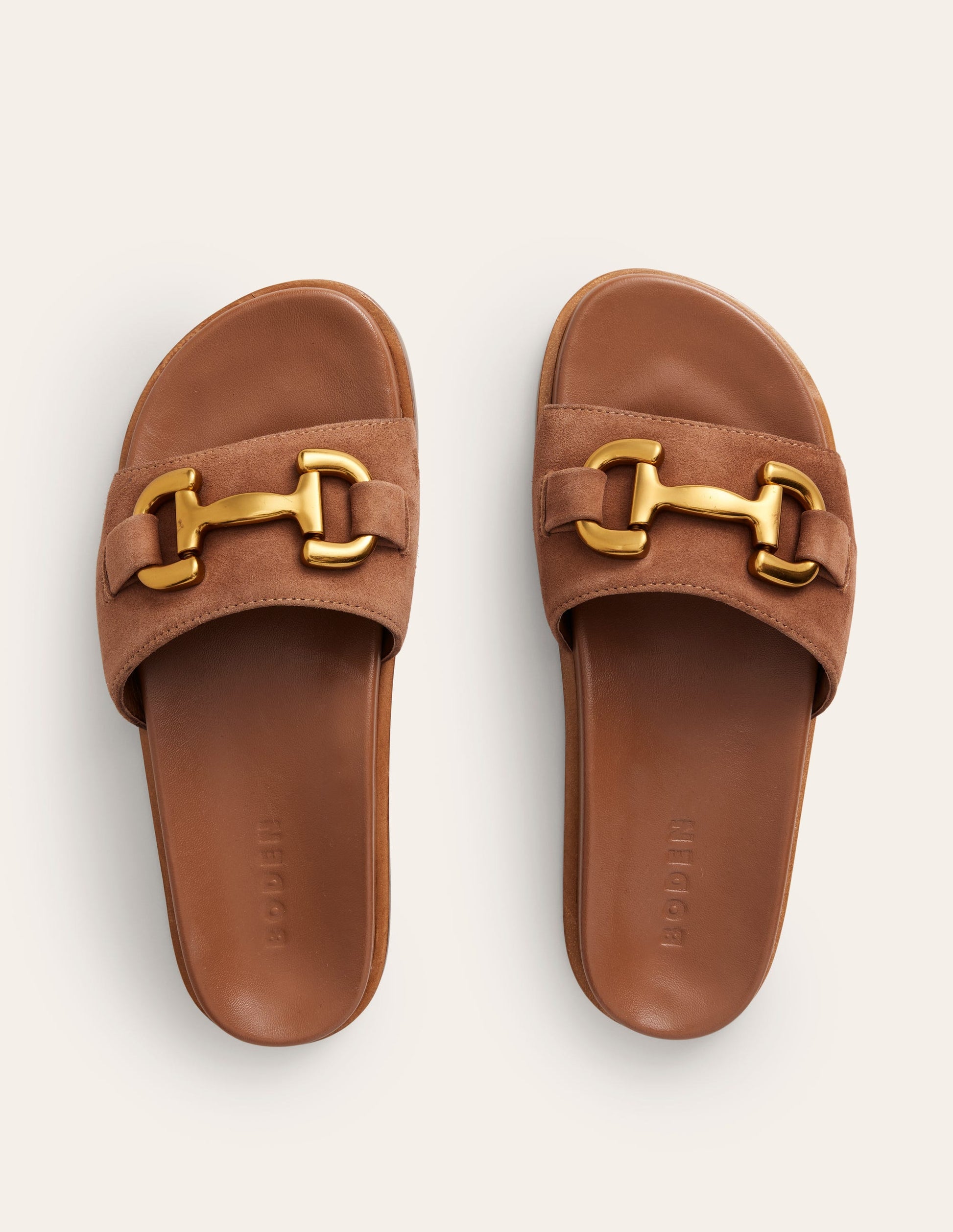 Iris Snaffle Slider Sandals-Tan Suede/ Leather-5