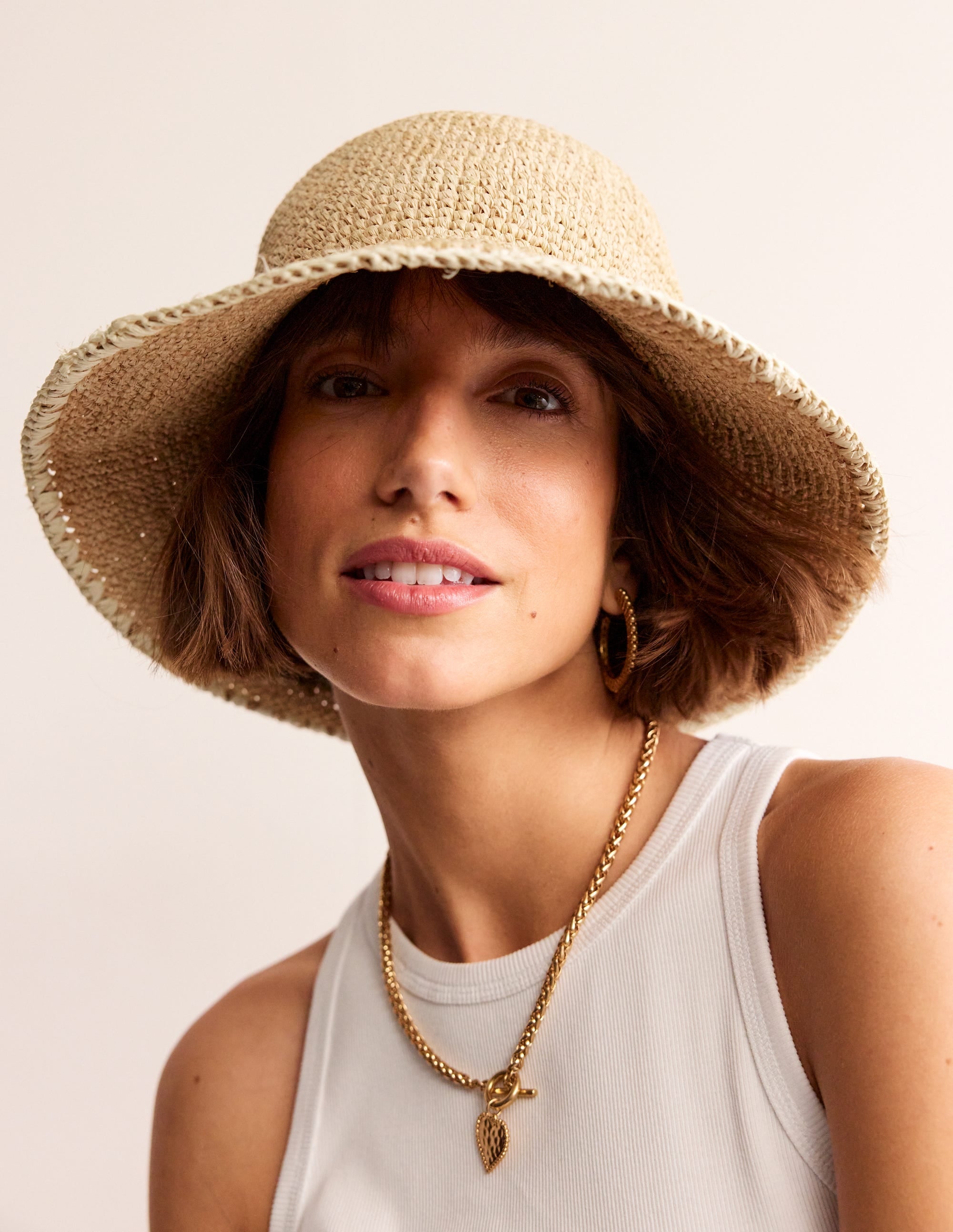 Raffia Bucket Hat-Natural - Image 1
