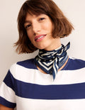 Elisabeth Silk Square Scarf-Navy Spot