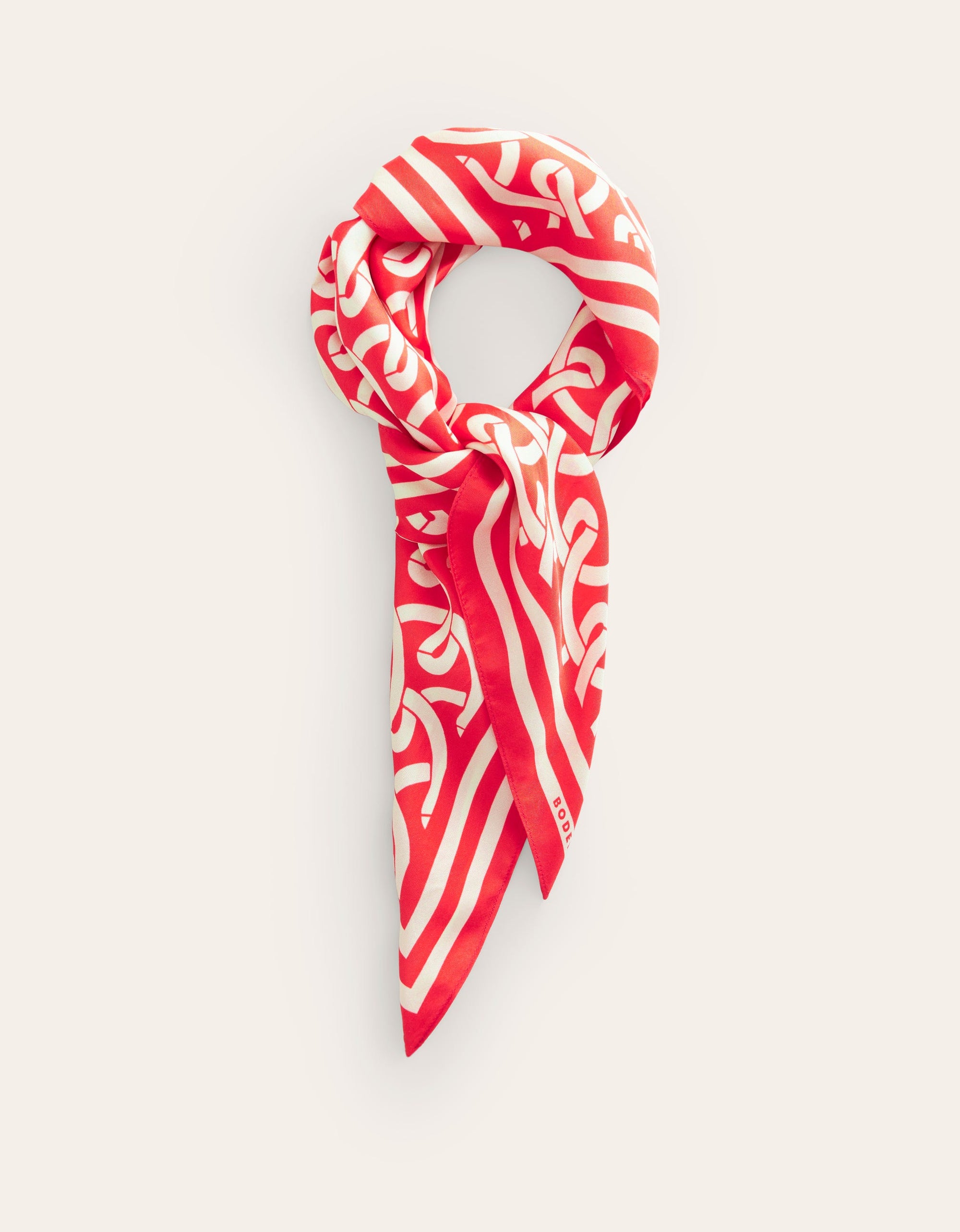 Elisabeth Silk Square Scarf-Red Geo - Image 2